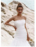 Strapless White Pleated Organza Dreamy Wedding Dress Strapless White Pleated Organza Dreamy Wedding Dress